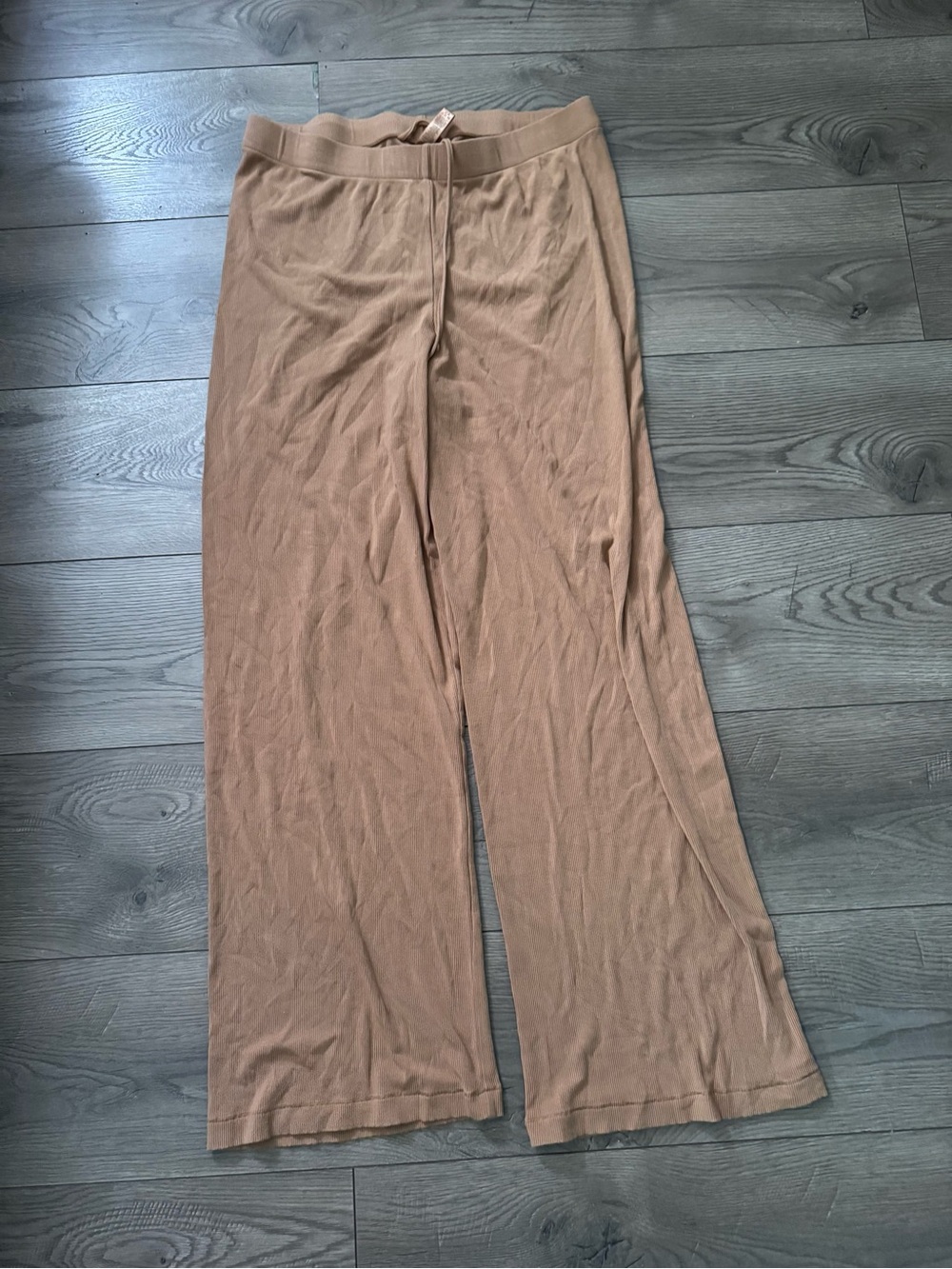 Skims Women’s Wide-Leg Knit Pants Tan Large 31” Inseam